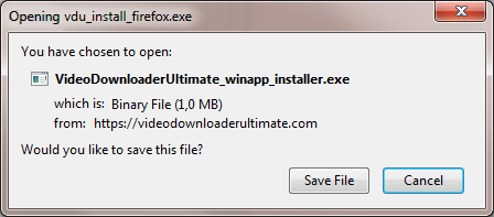Click "Save File" to download the installer.