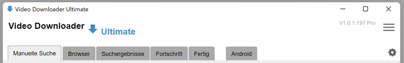 Hauptoberfläche mit Tabs und Steuerelementen