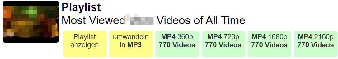 Playlist-Erkennung in den Suchergebnissen